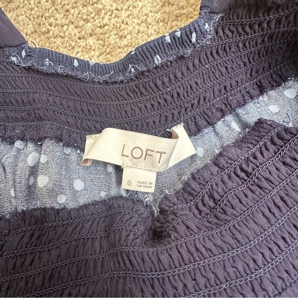 LOFT Size small Navy Blue Polka-dot Ankle Crop Wide Leg Jumpsuit with Pockets - Picture 4 of 8